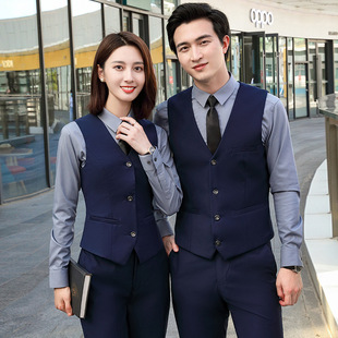 Spring and Autumn Suit Vest suit Men's and Women's Black Vest Waistcoat Professional Dress Hotel Overalls