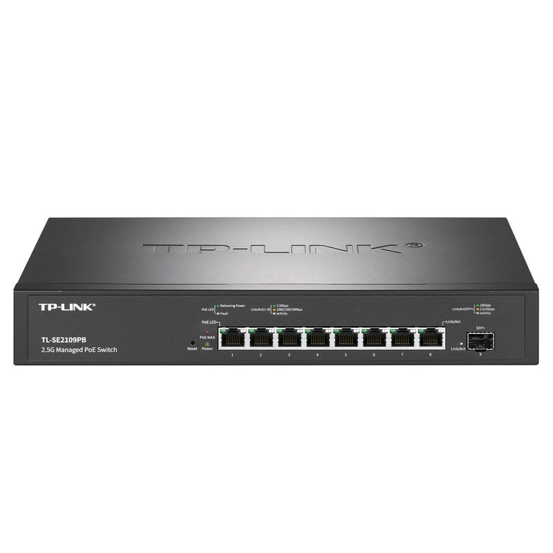 TP-LINK TL-SE2109PB 8-портовый 2.5G высокомощный PoE-коммутатор с облачным управлением, 10D SFP+ оптический порт
