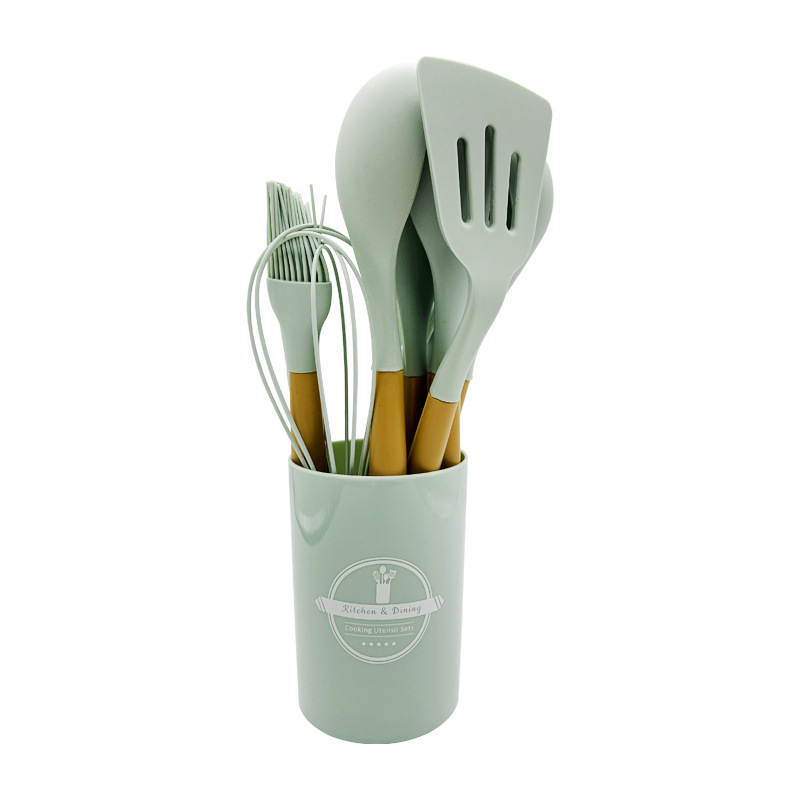 Kitchen espátula de silicona utensilios de cocina de silicona juego de 12 piezas colador cuchara de sopa cuchara de cocina casera juego de pala resistente a altas temperaturas