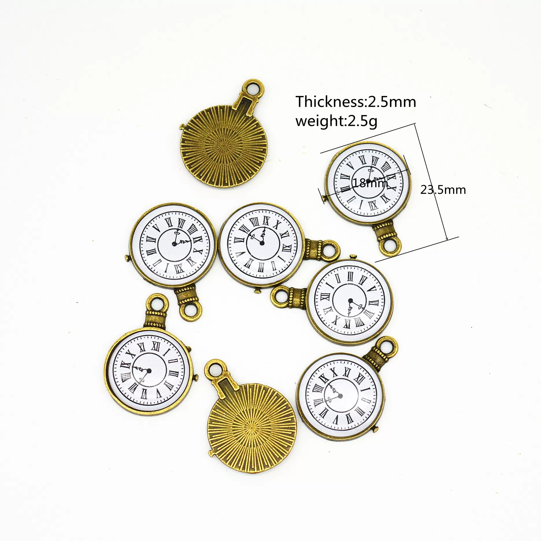 现货！复古合金饰品配件diy 时钟 滴胶钟表 吊坠项链挂件
