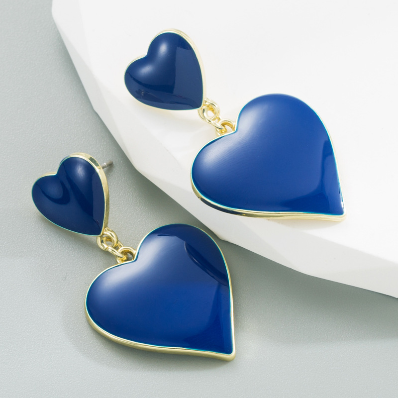 Fashion Heart Shape Alloy Patchwork Enamel Earrings display picture 4