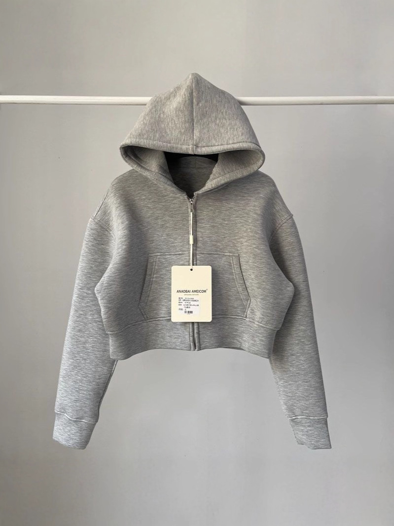 American Sexy Fashion Pure Color Air Layer Material Loose Hooded Sweatshirt for Women Spring & Fall Casual Sports Navel-Baring Short Top