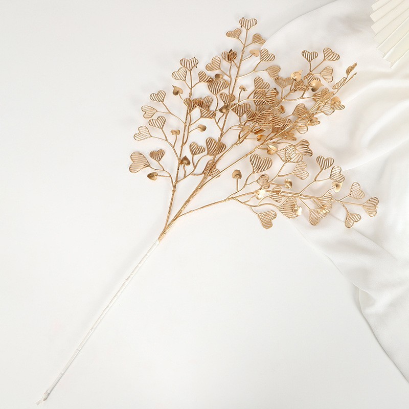 Decoración de Año Nuevo, Cubo de la Suerte, Accesorios Dorados, Decoración del Festival de Primavera, Accesorios para Arreglos Florales DIY, Hojas de Eucalipto, Flores Artificiales, Insertos de Flores Falsas