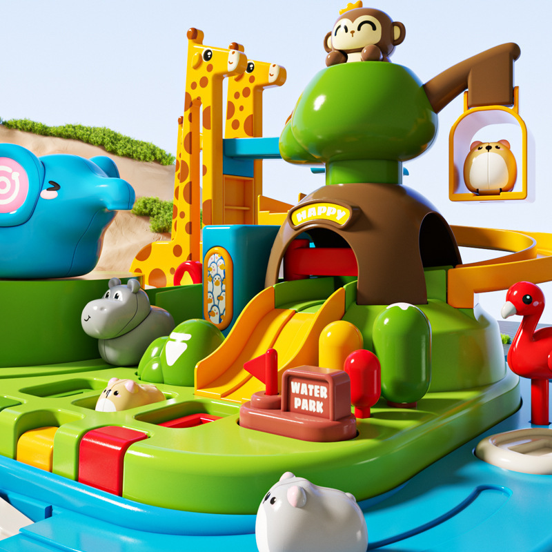 Simulación magnética transfronteriza para niños zoológicos grandes aventuras patineta de órbita jardín de infantes juguetes interactivos