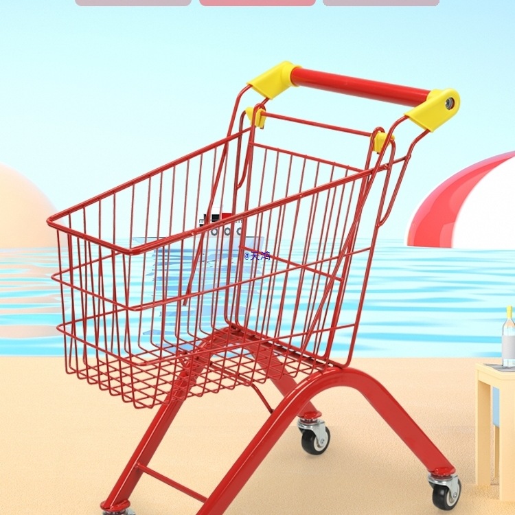 购物车玩具儿童宝宝超市购物小推车金属静音万向轮零食店结实大号