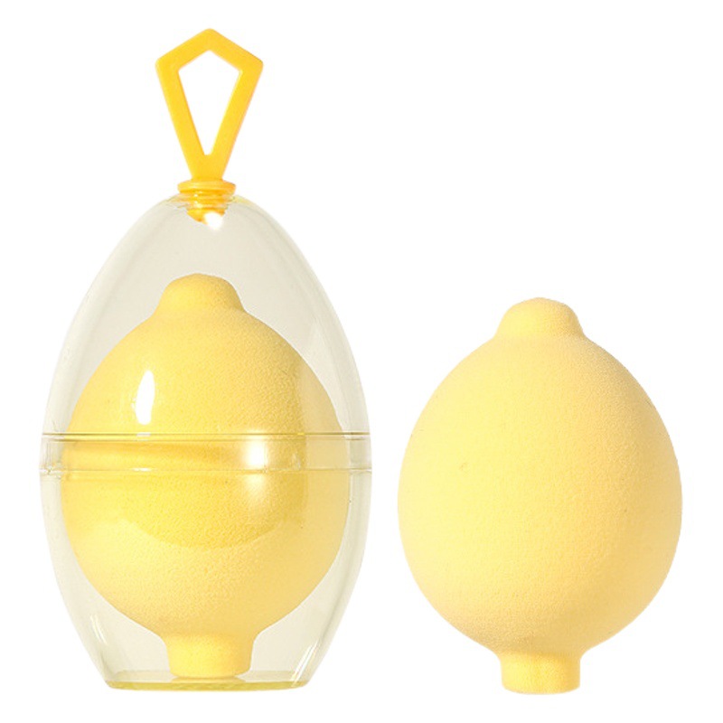Esponja de Maquillaje Grande Absorbente LMLTOP Lemon Powder Puff, Paquete Individual, Almacenamiento en Forma de Cáscara de Huevo A80277