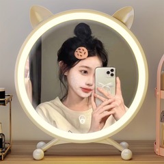 ドレッサースマートled化粧ミラーライト付きかわいい寝室デスクトップミラー学生寮デスクトップinsドレッサーミラー