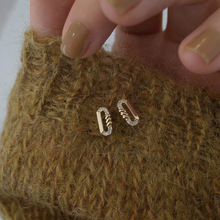 精致锆石麻花耳钉女款轻奢气质设计感几何日常搭配通勤耳饰批发