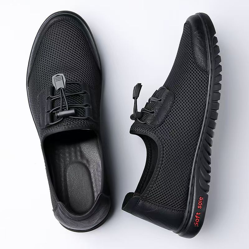 Sandalias transfronterizas para hombre verano nuevo estilo tejido volador malla transpirable zapatos de hombre zapatos casuales de un pie zapatos de papá de mediana edad para hombre image 4