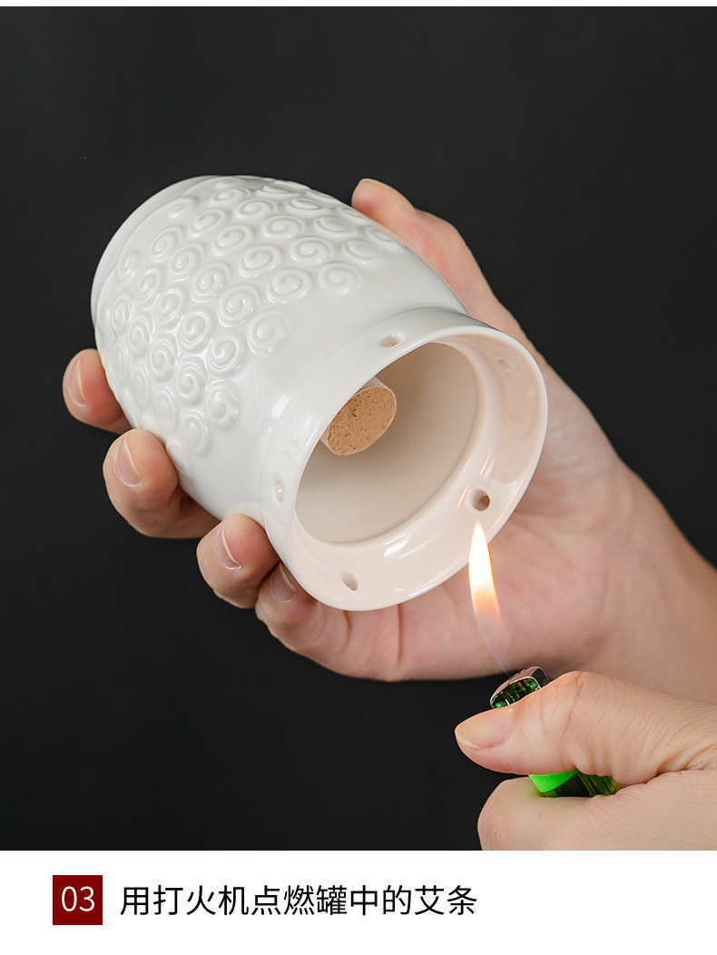 Aizhongtang Moxibustion Jar Multi-Function Gua Sha Cup Handheld Heat Therapy Tool for Home and Spa Use quality and texture