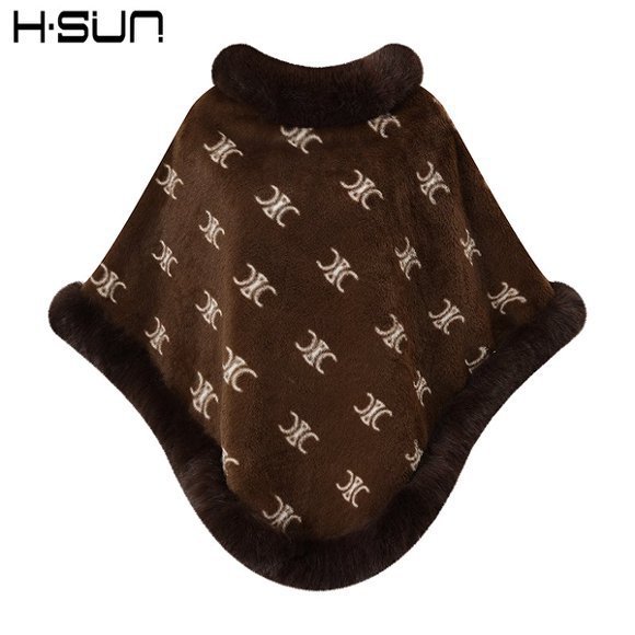 Capa tipo chal de otoño e invierno 2026, nueva bufanda de piel sintética de conejo, abrigo de punto para mujer, prenda exterior holgada y versátil. image 101