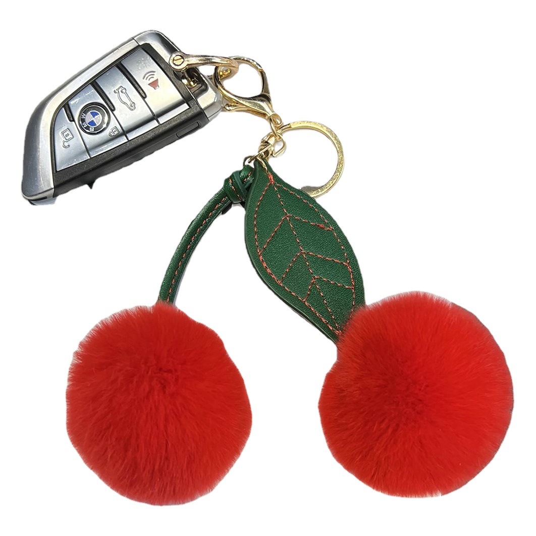 Real Rex conejo de piel cereza coche llavero colgante en línea Celebrity ins lindo peluche bolsa adornos regalo cumpleaños