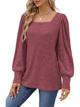 R 36301 Square Neck Bubble Sleeve Top ���I���������� �羳��