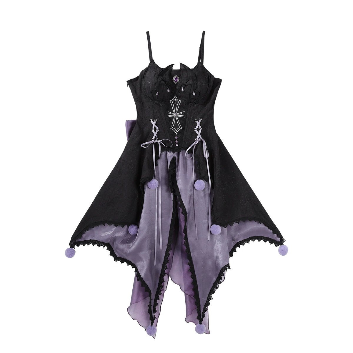 Костюм‑набор Naughty Bat 7428, готическое лолита‑платье с шляпой, комбинацией, юбкой и рукавами
