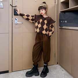 女童春秋季外套2025新款中大童洋气开衫毛衣小女孩网红时髦潮衣服