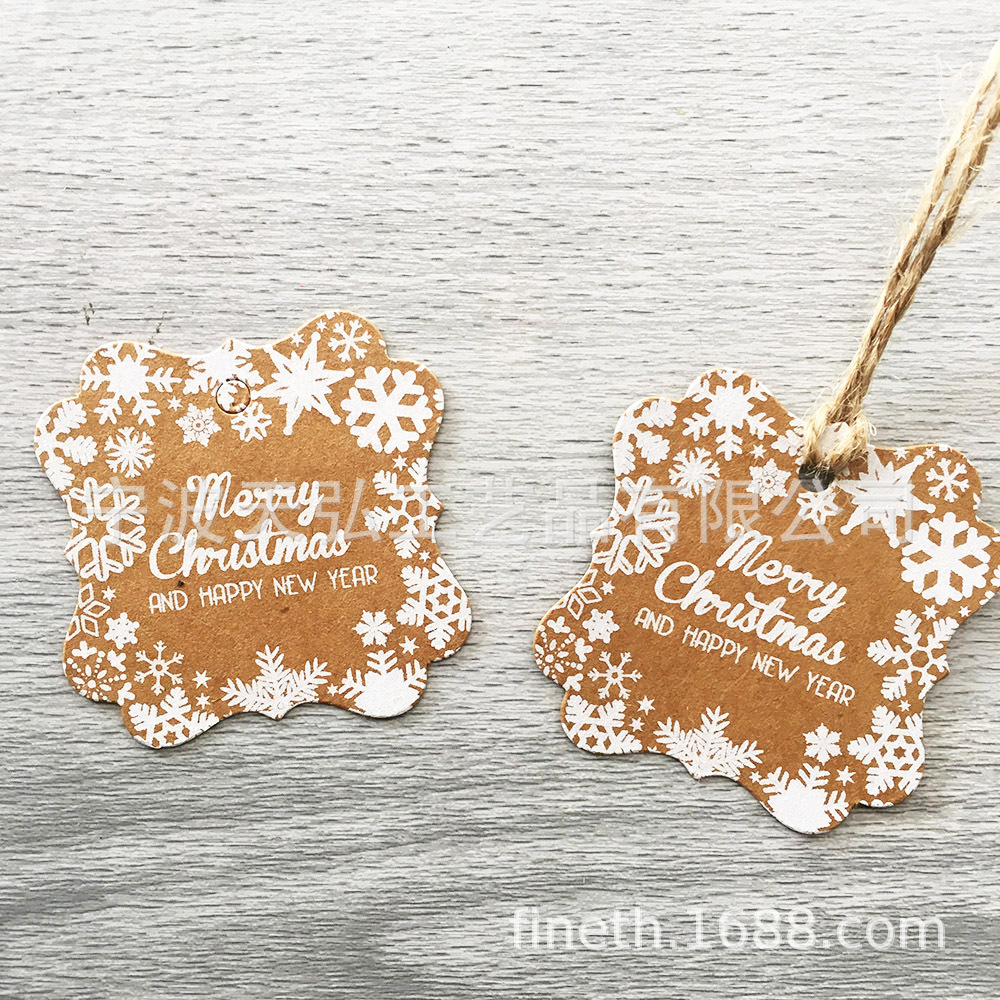 MerryChristmas圣诞雪花牛皮纸吊牌烘焙装饰礼物卡欧式纸质标签