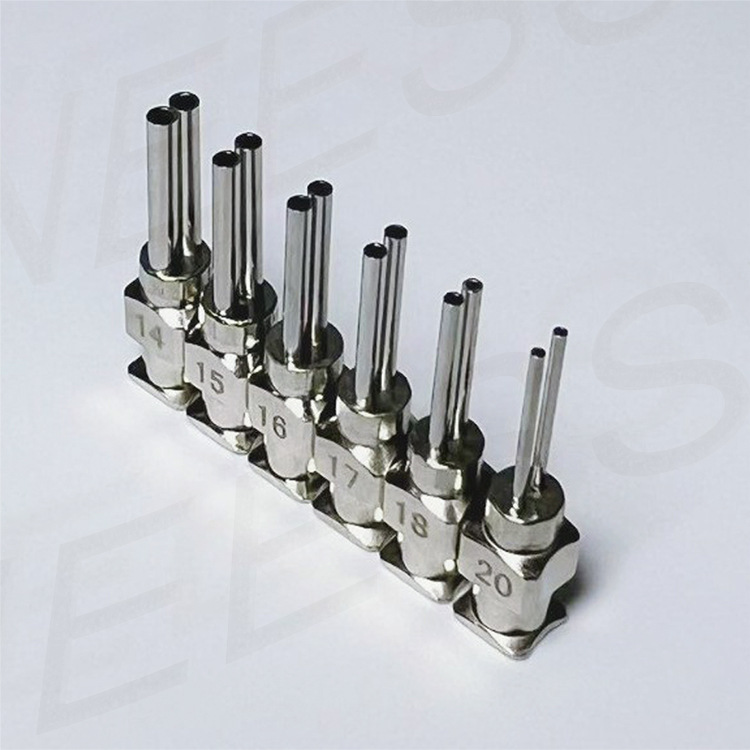 全不锈钢双管点胶针头针嘴 全金属双头打胶点胶机针筒胶筒针嘴