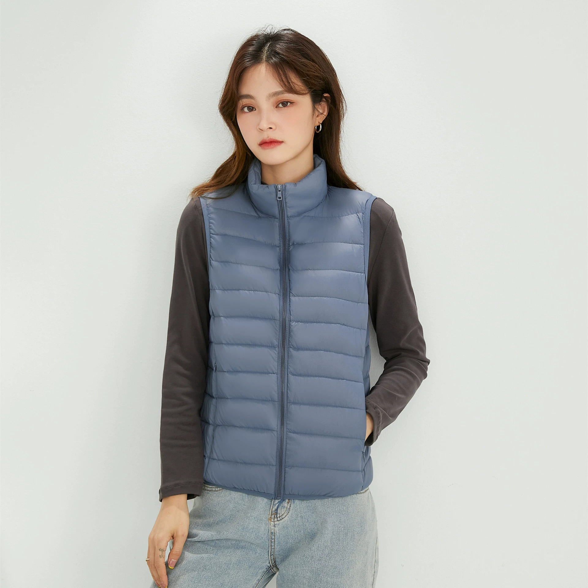 Velvet light and thin vest with down, tank top, down jacket, wholesale, 2022, plus size