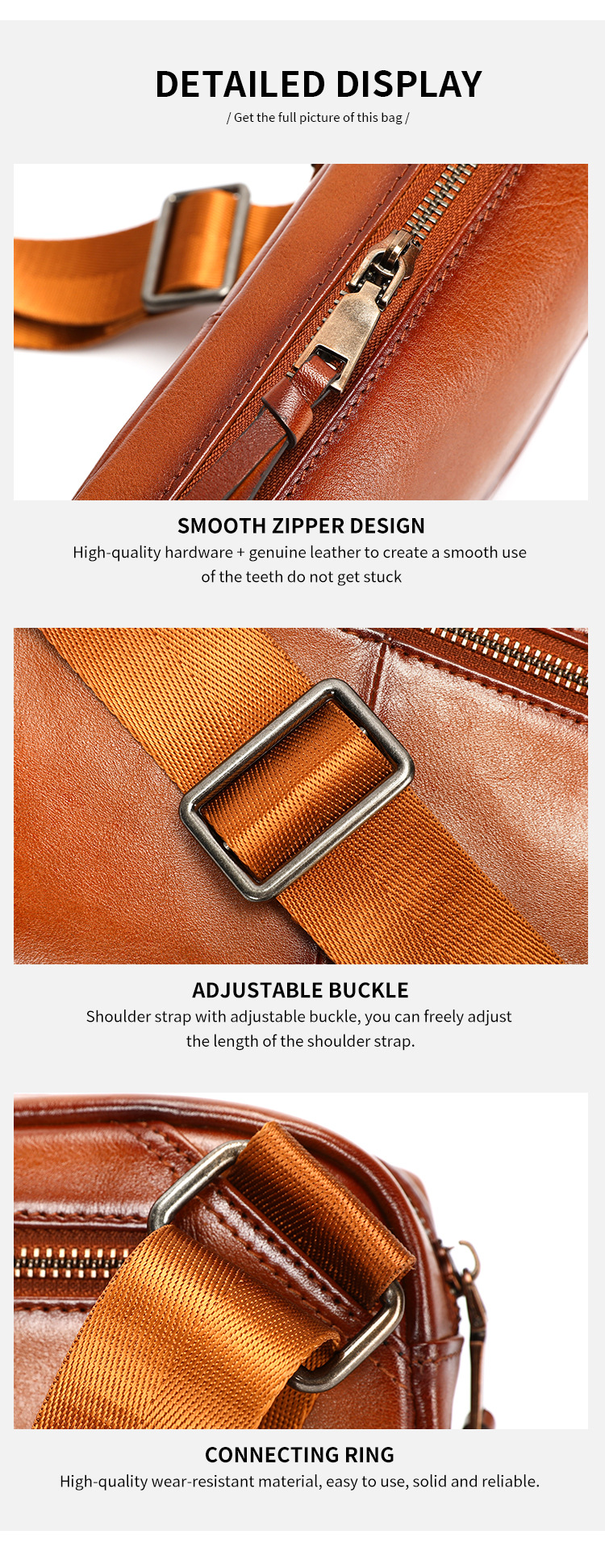 Túi đeo chéo nam da bò vintage phong cách saddle bag nhỏ gọn — Đen, Nâu cà phê xước, Cà phê, Nâu đậm chi tiết 4