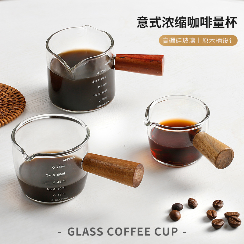 Japanese glass concentrated coffee measuring cup scaled