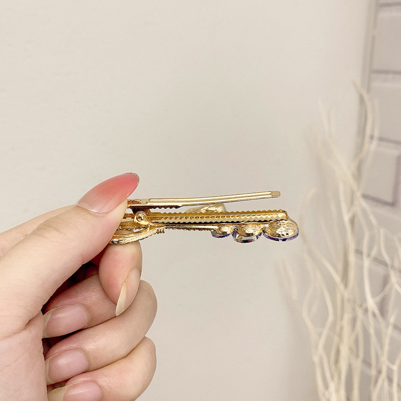 厂家批发新款合金满钻边夹鸭嘴夹发夹女水晶 跨境简约几何形卡子