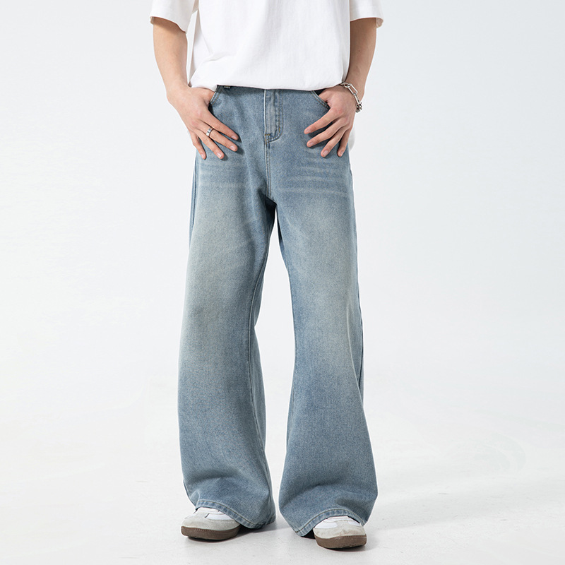Vintage Washed American-Style Flared Jeans 26 Spring New Fashion Loose High Street Retro Bell-Bottom Pants Q