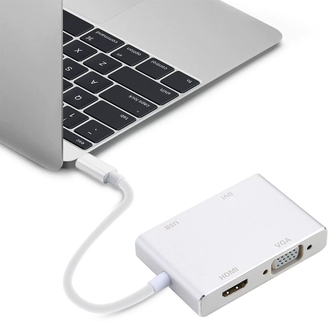 4-в-1 многофункциональный адаптер Type-C: VGA, DVI, HDMI и USB