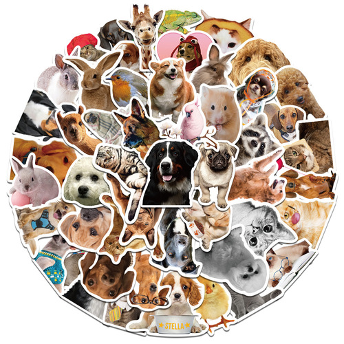 Cute kittens and puppies sticker set, creative cartoon water-resistant notebook, water cup, mobile phone, skateboard, handmade sticker decoration