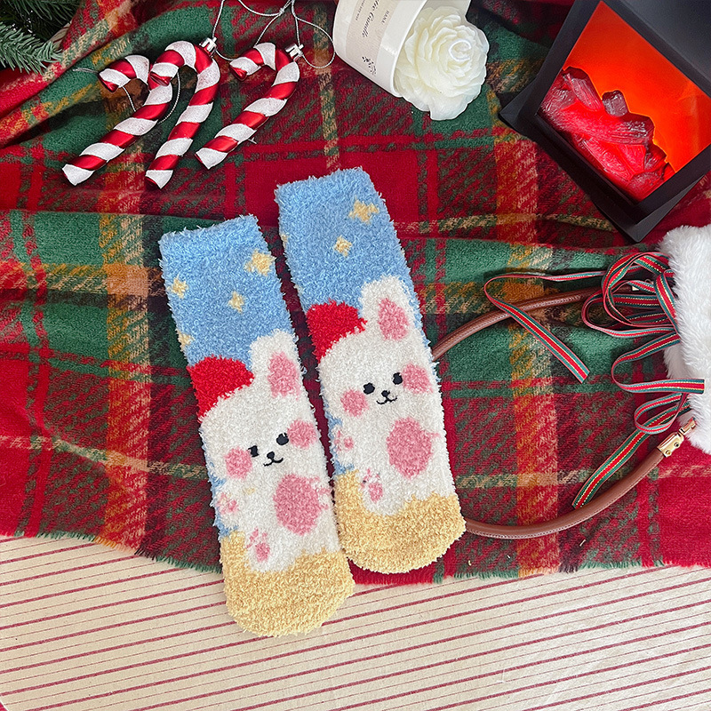 Calcetines Navideños Térmicos para Mujer de Terciopelo de Coral Engrosados para Invierno image 9