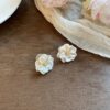 16 # Beige aurora camellia ear clip