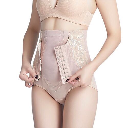 Nine-breasted belly-control underwear for women, high-waisted, hip-raising, tight-fitting, body-shaping, postpartum slimming, pure cotton crotch-controlling stomach-shaping underwear