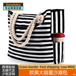 European and American Printed Large Capacity Casual Beach Bag Outdoor Crossbody Canvas Shoulder Handbag Underarm Bag picnic bag