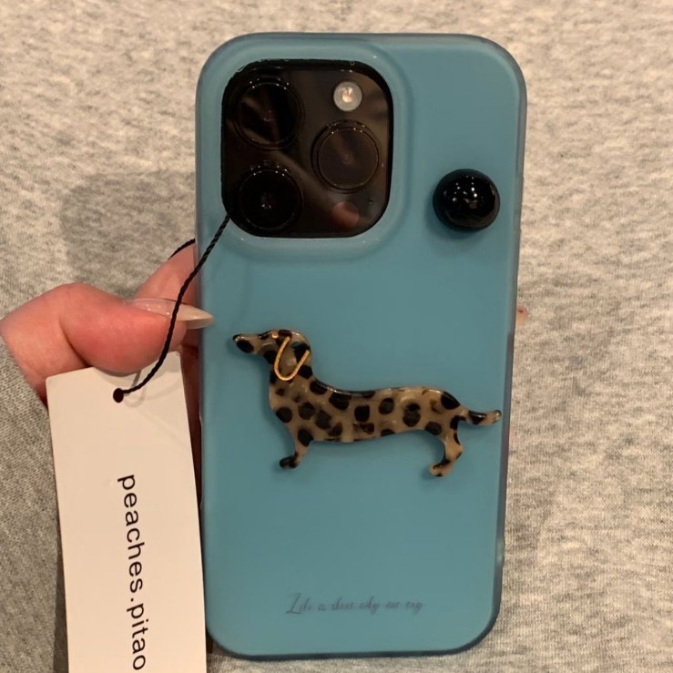 小红书爆款豹纹腊肠狗宝石适用iphone17promax苹果15新款16手机壳|undefined