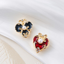 欧美跨境梅花红桃袖扣女时尚衬衫礼服装饰袖扣简约古风情侣衣领扣