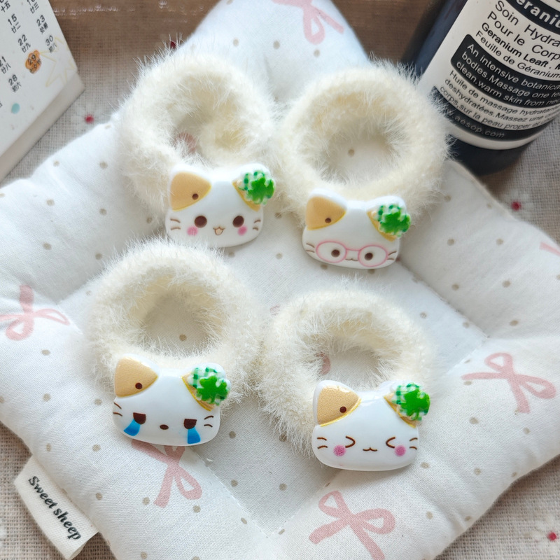 Sweet and Cute Cat Towel Ring Cartoon Hair Ring Soft Girl Hair Rope Girly Style Hair Rope Ponytail Rubber Band Headwear Sweet and Cute Cat Towel Ring Cartoon Hair Ring Soft Girl Hair Rope Girly Style Hair Rope Ponytail Rubber Band Headwear