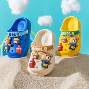 Детские нескользящие тапочки в стиле Crocs, мюли для раннего возраста, босоножки, антибактериальная пропитка, закрытый носок