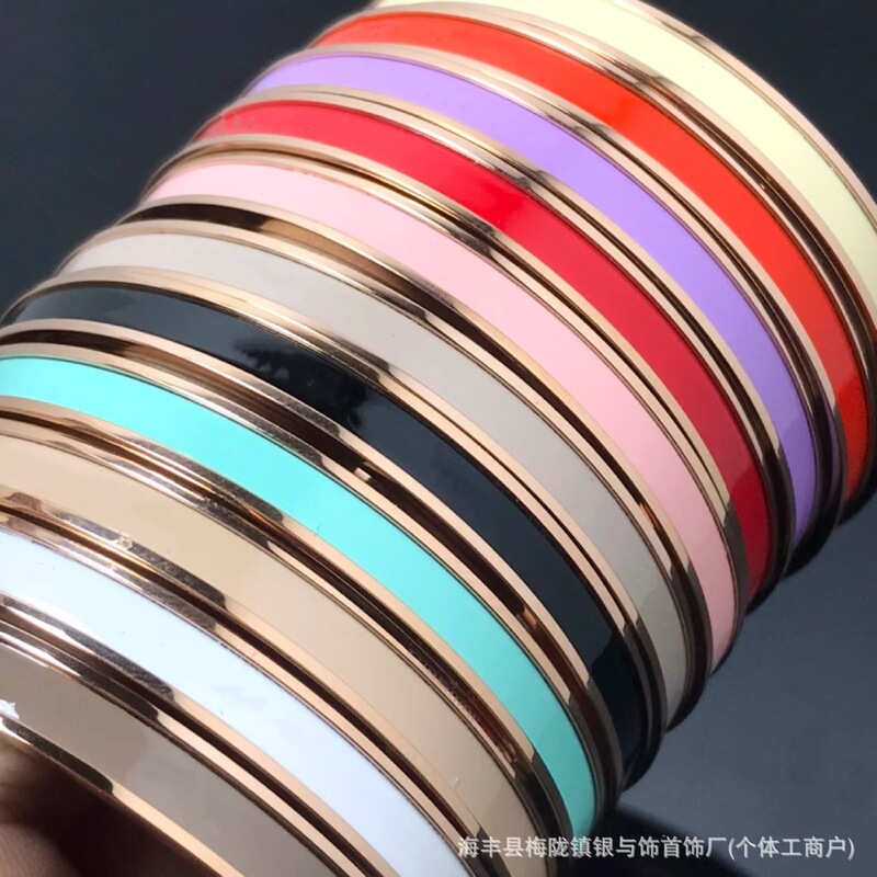 Aijia Narrow Enamel Bracelet for Women, Rose Gold Cnc Craftsmanship, Light Luxury High-End Design, Closed Couple Bracelet