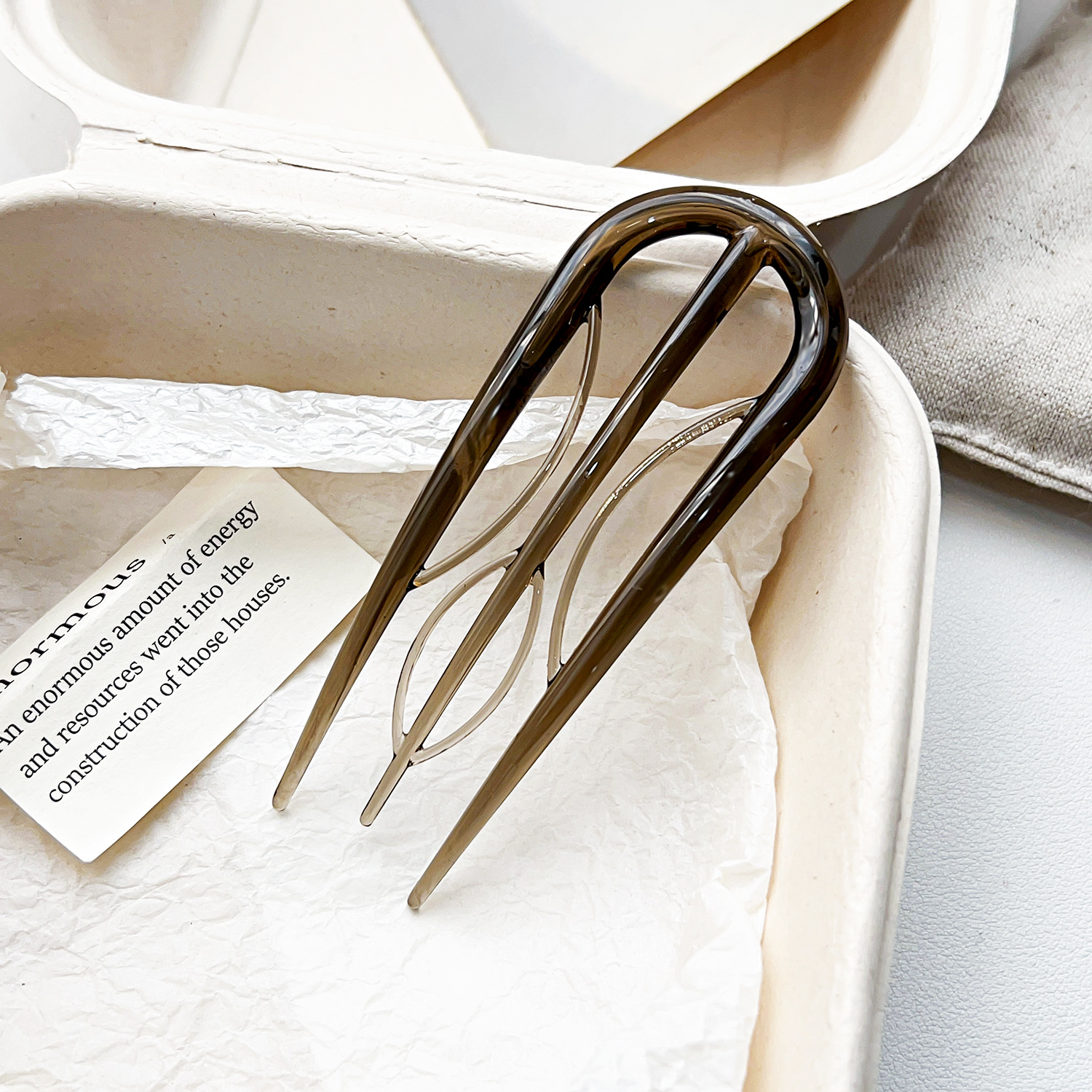 PC잎빗-광택브라운