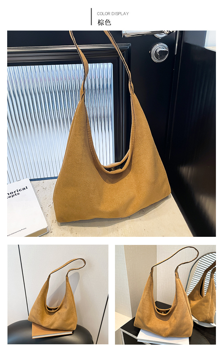Retro casual commuting large-capacity bag for women, 2024 new autumn and winter suede tote bag, niche casual single-shoulder bag undefined