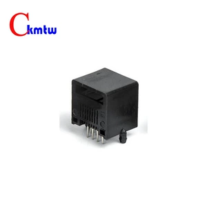 [网口插座 RJ45-8P8C TAB-Up H=12.85 全塑 弯插 黑色 无耳]