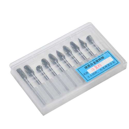 Tungsten Carbide Grinding Head with Titanium Coating, Rotary File Grinding Head for Woodworking, Wood Carving, and Root Carving Set