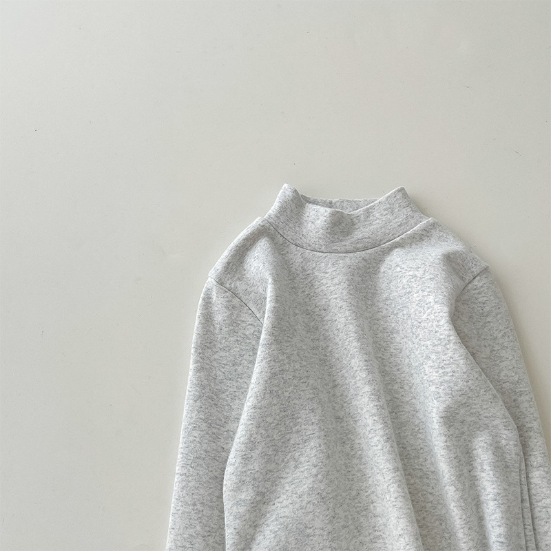 Camiseta de cuello medio elástica de 280 g para niños y niñas, estilo otoño 2026, talla 150-160
