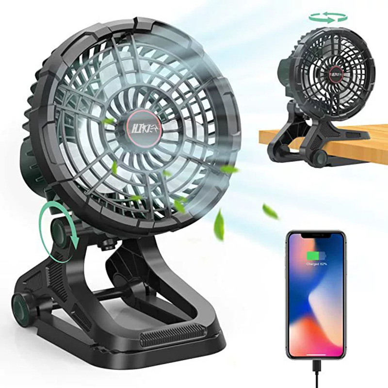 Ventilador para Cámping con Luz con Control Remoto, Silencioso y Recargable para Exteriores