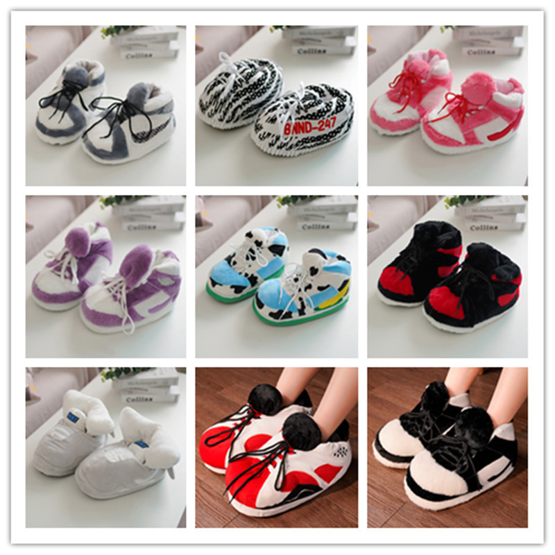 Tiktok coconut cotton slippers back to the future luminous cotton shoes aj1 black and red spoof warm home cotton slippers wholesale