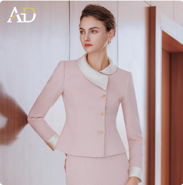 Ad Color-Blocked Two-Piece Set in a Socialite Style, Fashionable and Elegant Goddess-Style Suit Dress with a High-End Feel, Woolen Business Attire