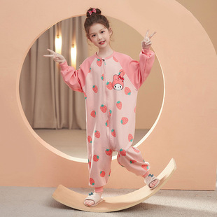 Girls' Pajamas Children's Sleeping Bag Spring and Autumn Summer Pure Cotton Long Sleeve Cartoon Girl's Baby Air-conditioning Clothing Kick-proof Quilt