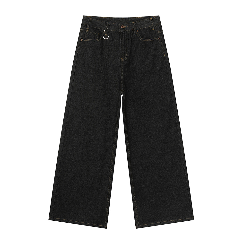 MTLCLOTHES メンズウェア | 四季対応の新作レトロ香港風ダメージ加工ルーズワイドレッグフロアレングスデニムカジュアルパンツ