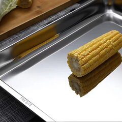 304不鏽鋼平底方盤商用加厚蒸飯盤燒烤涼皮盤家用廚房長方形托盤