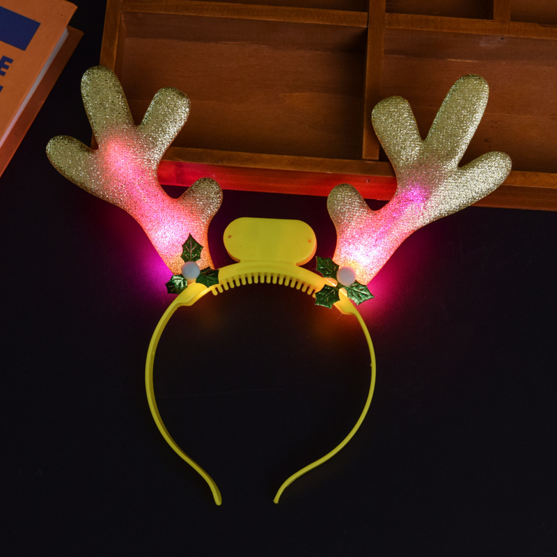 Decoraciones de Navidad viejo hombre cabeza hebilla regalo luminoso tocado suministros de vacaciones pequeño regalo muñeco de nieve corneta Diadema con luz