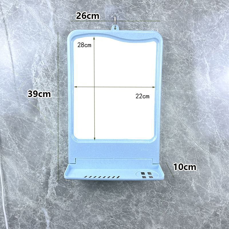 Hole-Free Wall-Mounted Mirror Bathroom Toilet Mirror Rental House Makeup Mirror Bedroom Wall-Mounted Mirror with Toilet Storage Rack